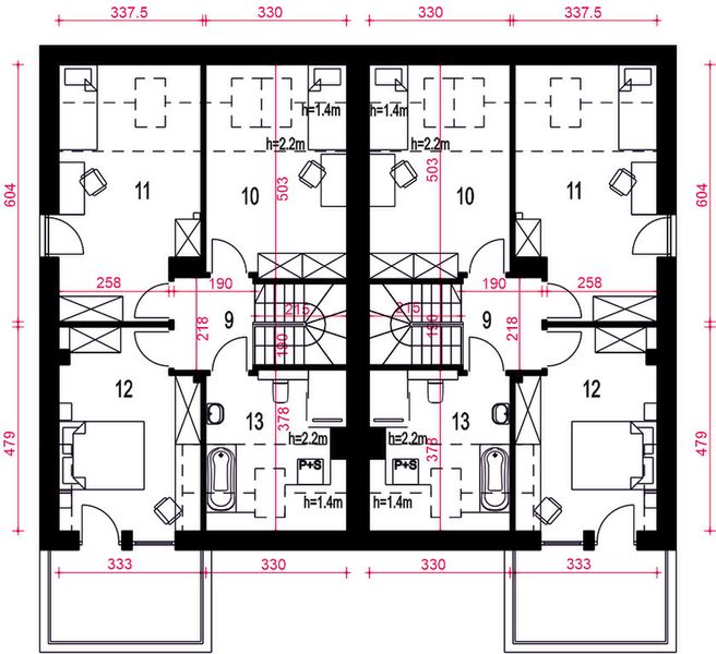 Poddasze projektu Aria z garażem 1-st. bliźniak [A-BL]