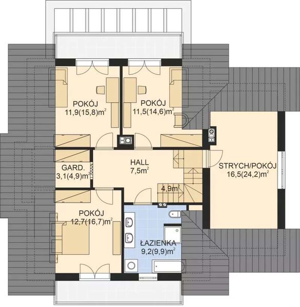 Poddasze projektu APS 260 wariant 2 ECO