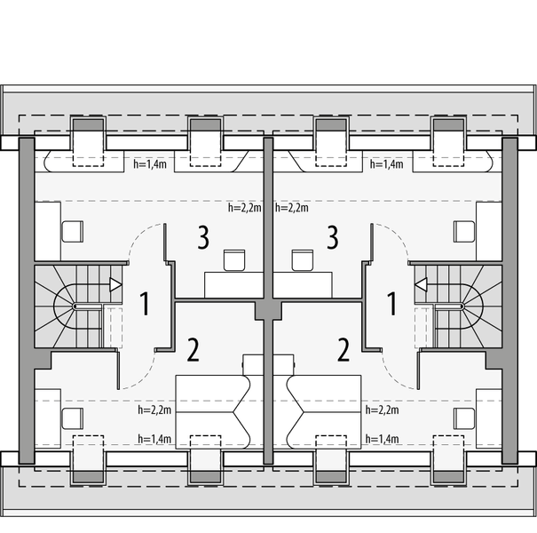 Poddasze projektu Morski 3 - dwulokalowy LLL