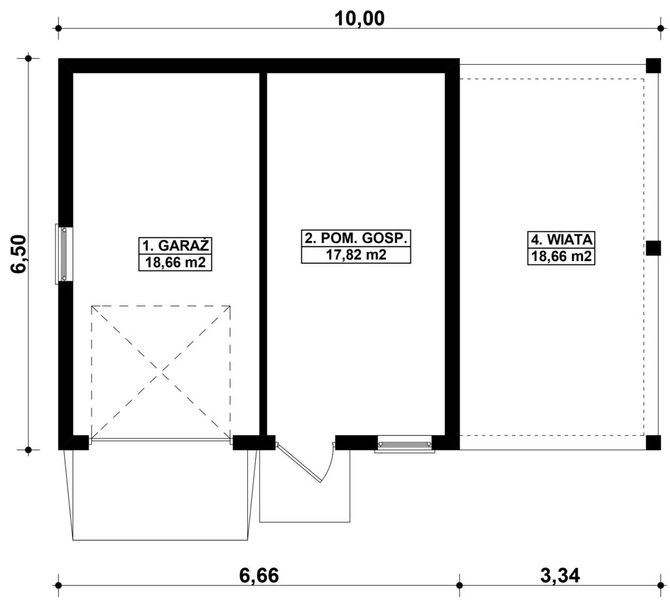 Parter projektu G428 - Budynek garażowo – gospodarczy