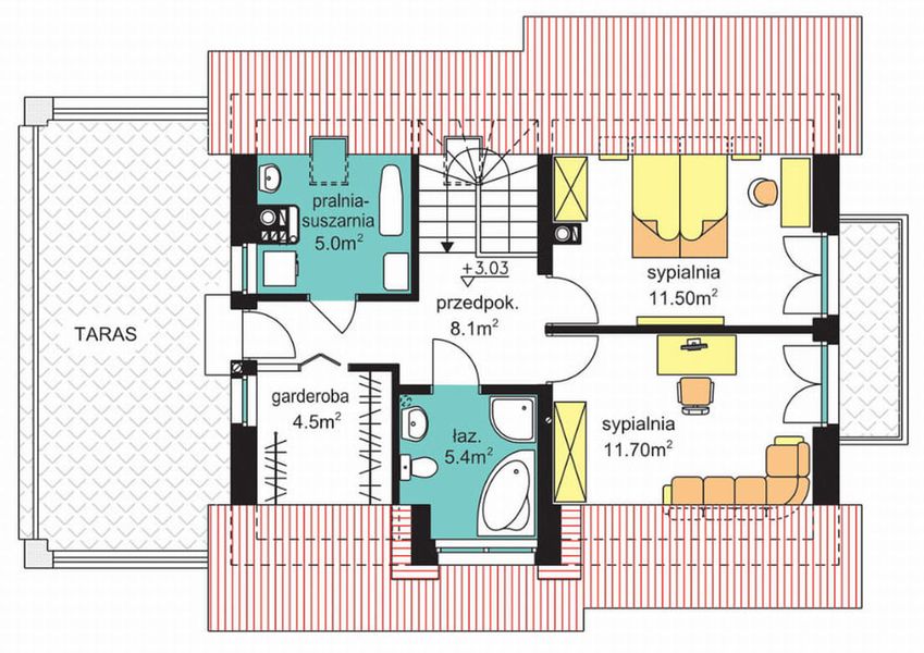 Poddasze projektu BW-03 wariant 6 (FL)