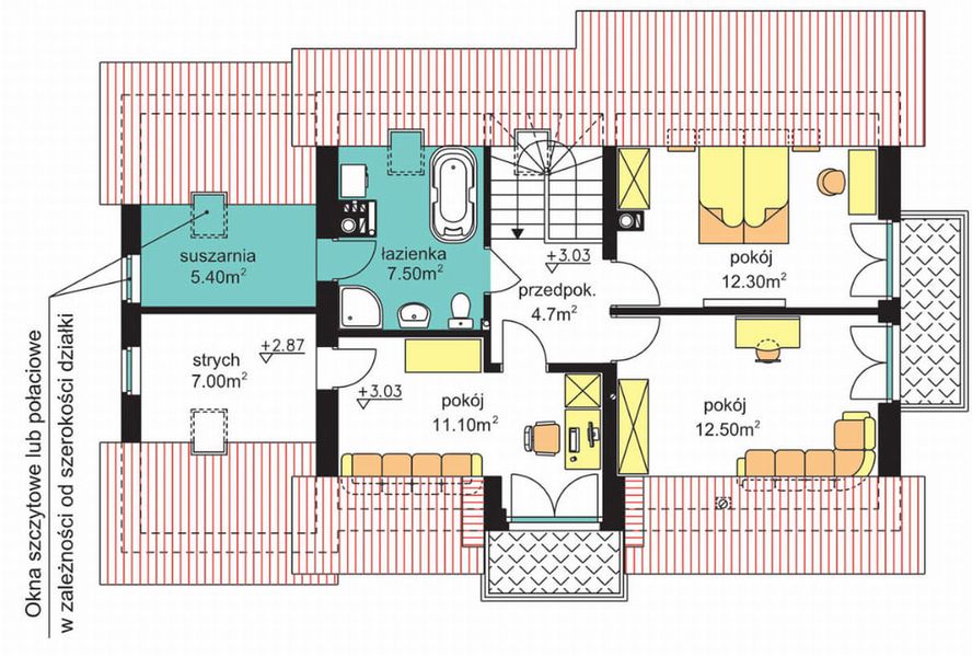 Poddasze projektu BW-03 wariant 3 (FL)