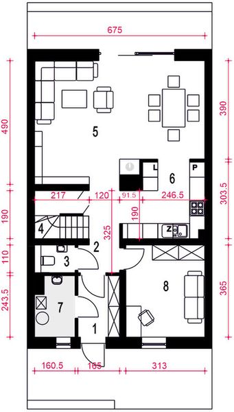Parter projektu Aria II bez garażu szeregówka [B-SZ]