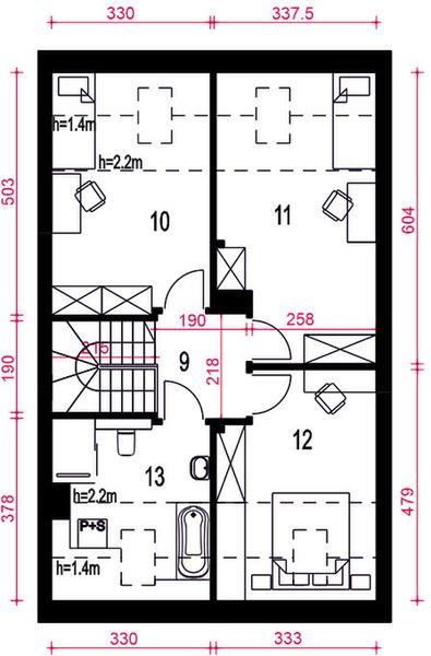 Poddasze projektu Aria II bez garażu szeregówka [B-SZ]