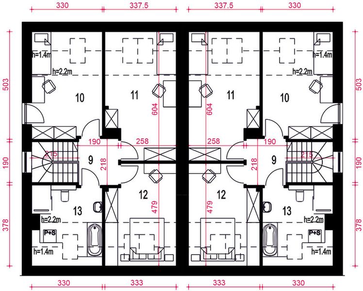 Poddasze projektu Aria II bez garażu bliźniak [B-BL2]