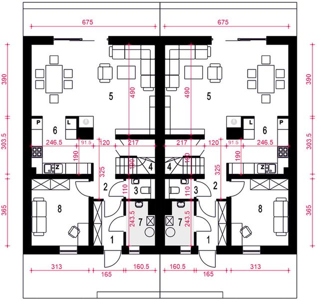 Parter projektu Aria II bez garażu bliźniak [B-BL1]