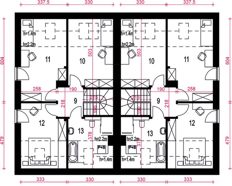 Poddasze projektu Aria II bez garażu bliźniak [B-BL1]