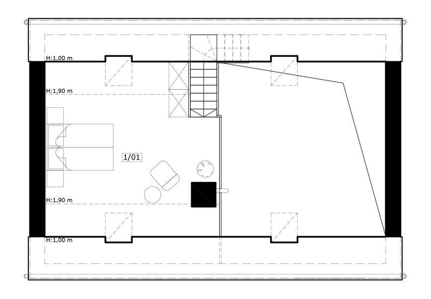 Poddasze projektu Kantry 2 - murowany
