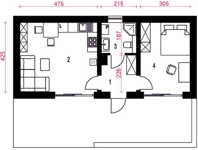 Parter projektu Opieńka bez garażu [B]