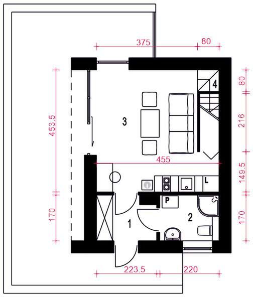Parter projektu Kamyczek II bez garażu [B]
