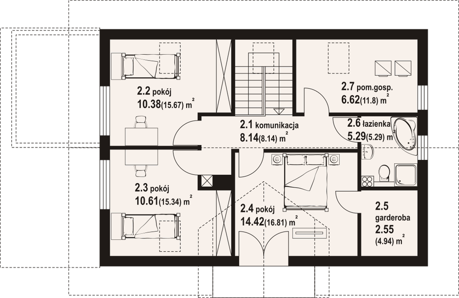 Poddasze projektu Drozdowo 3 dw