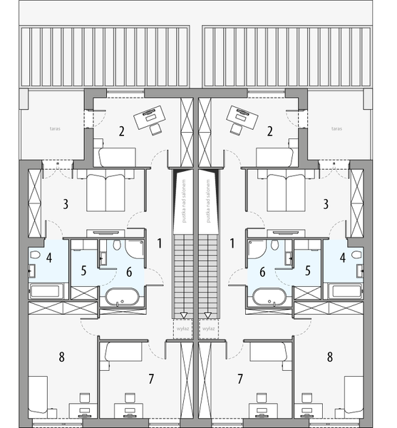 Piętro 1 projektu Aria - dwulokalowy PLP