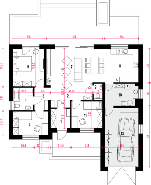 Parter projektu Bratek V z garażem 1-st. [A]