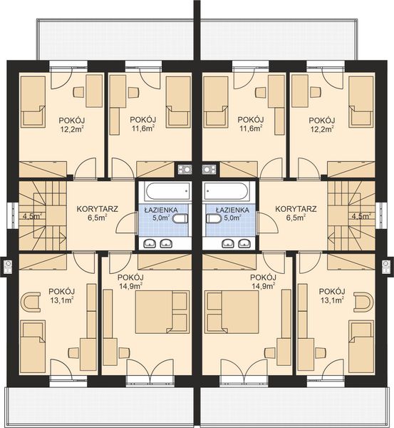 Piętro 1 projektu APS 348 wariant 2 DWU