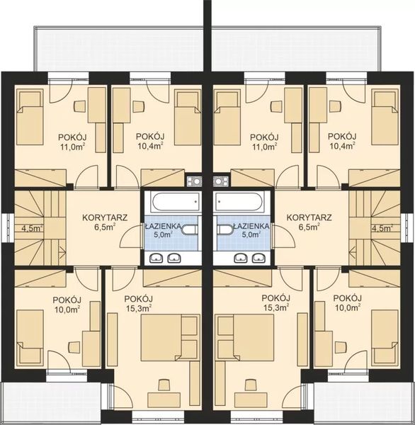 Piętro 1 projektu APS 350 dwulokalowy ECO