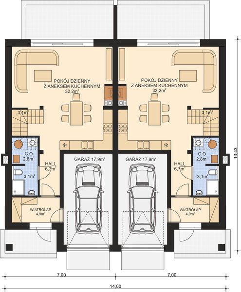 Parter projektu APS 348 dwulokalowy