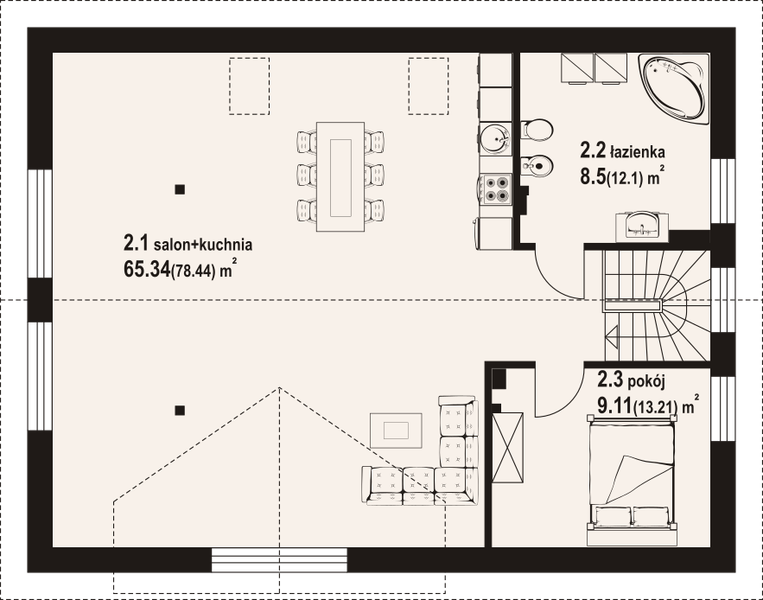 Poddasze projektu Barcice