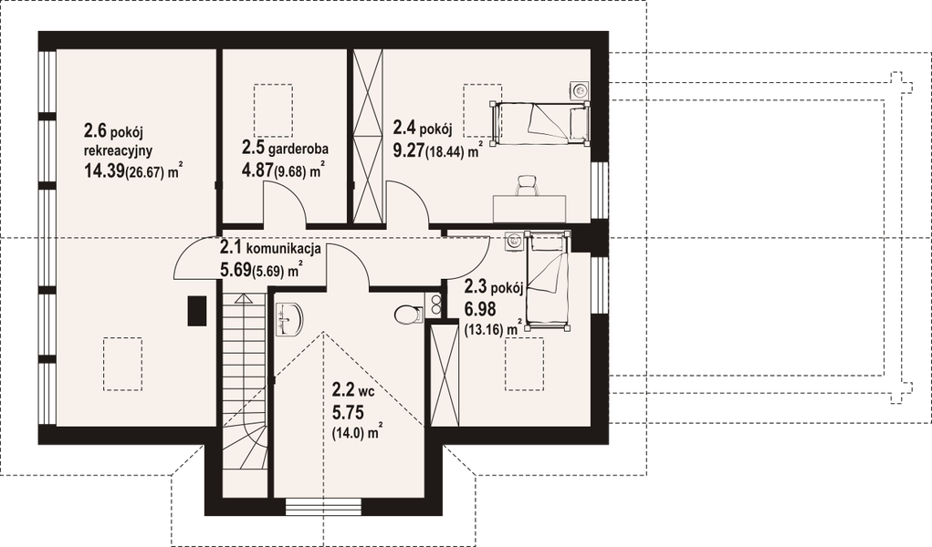 Poddasze projektu Chmielów 55 g dw