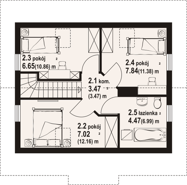 Poddasze projektu Gródek 43 dws