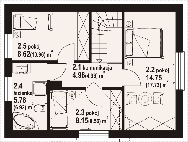 Poddasze projektu Hebdów bb 70