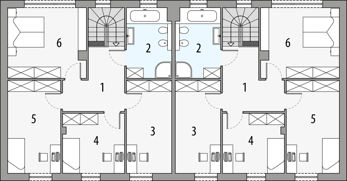 Piętro 1 projektu Sara 3 - dwulokalowy LLL
