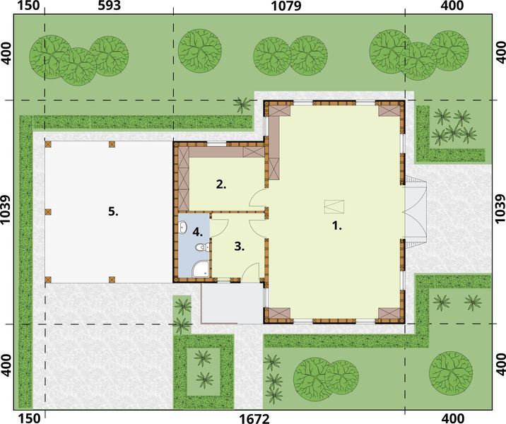 Projekt budynku gospodarczego BGS10 szkielet drewniany budynek gospodarczy - rzut parteru, dom liczy 0 pokoje, 1 łazienki i wc