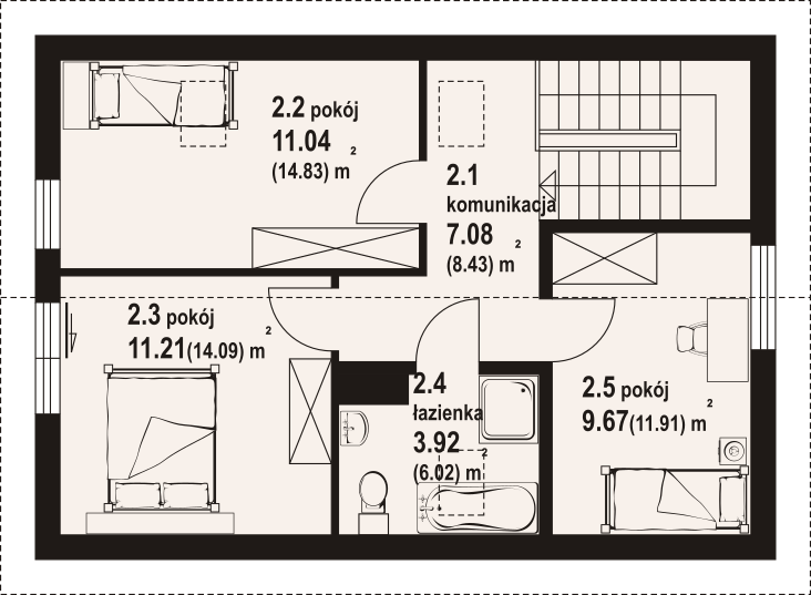 Poddasze projektu Bobrów a3