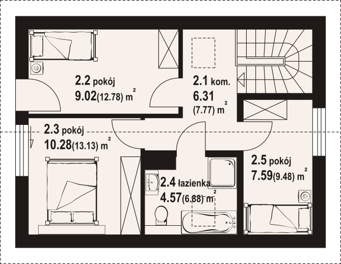 Poddasze projektu Bobrów aa 70 dws
