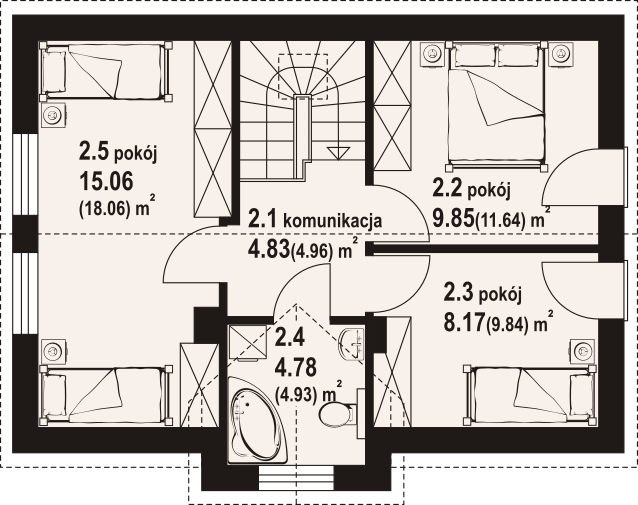 Poddasze projektu Modrowo bb 70