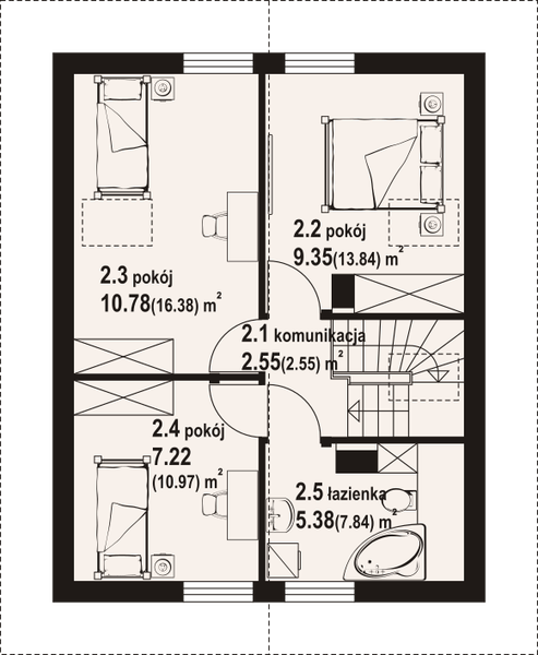 Poddasze projektu Gładyszowo aa 70 dws