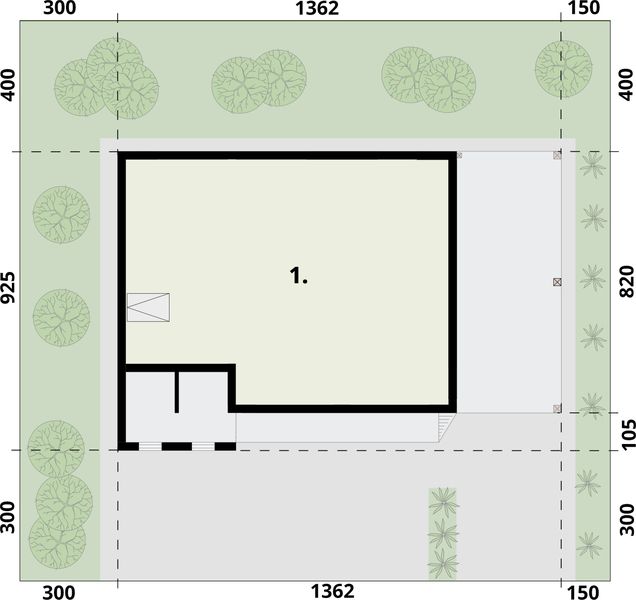 Poddasze projektu G360 garaż dwustanowiskowy z pomieszczeniem gospodarczym i wiatą