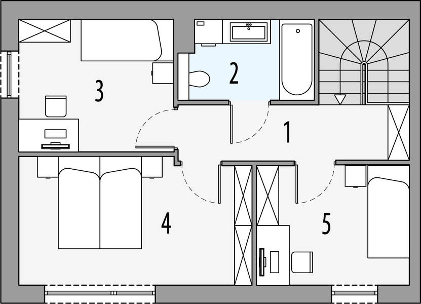 Piętro 1 projektu Dori - segment lewy