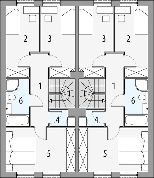 Piętro 1 projektu Julia A - dwulokalowy LLL