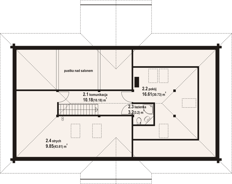 Poddasze projektu Dąbie 3 dw