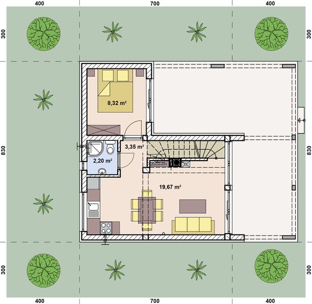 Parter projektu L-302 midi murowany