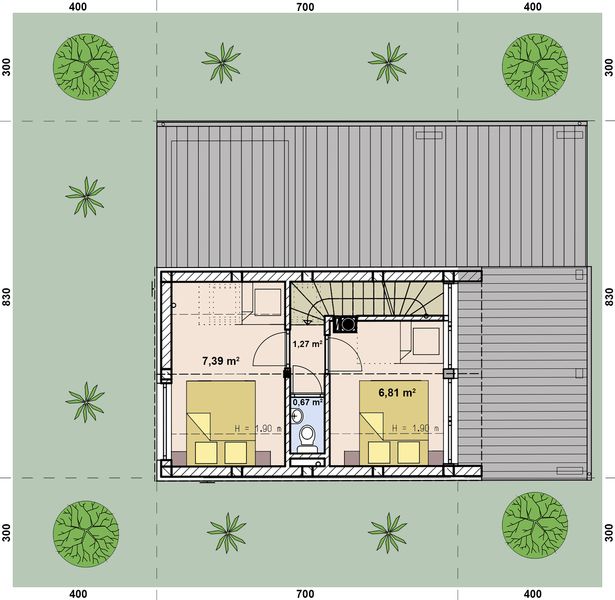 Poddasze projektu L-302 midi murowany