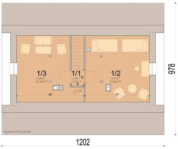 Poddasze projektu Irys 2 mini 2