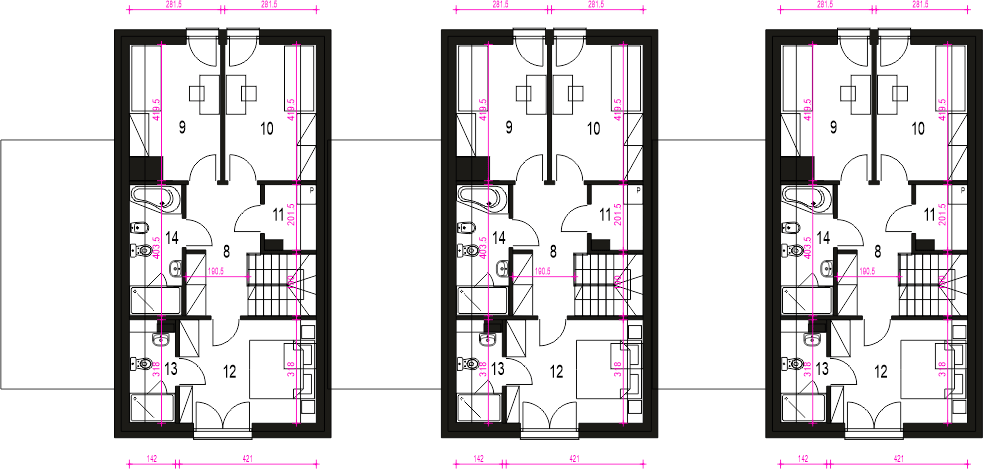 Poddasze projektu Gabi z garażem 1-st. szeregówka [A-SZ]