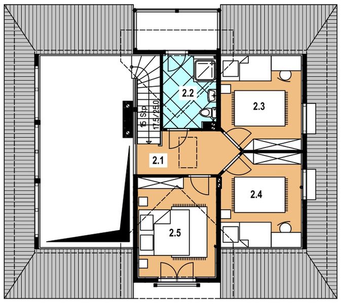 Poddasze projektu A-150 Dom jodłowa szkieletowy