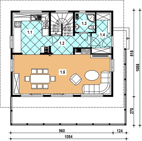 Parter projektu A-154 Dom piaskowa szkieletowy