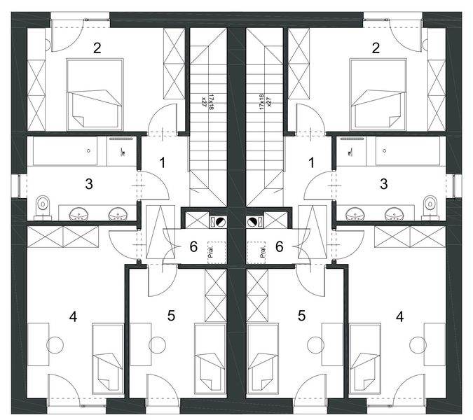 Piętro 1 projektu BK-19 wariant I
