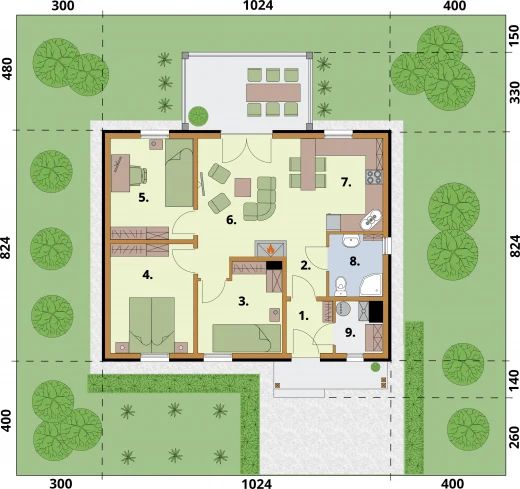 Parter projektu Pego dom letniskowy szkielet drewniany