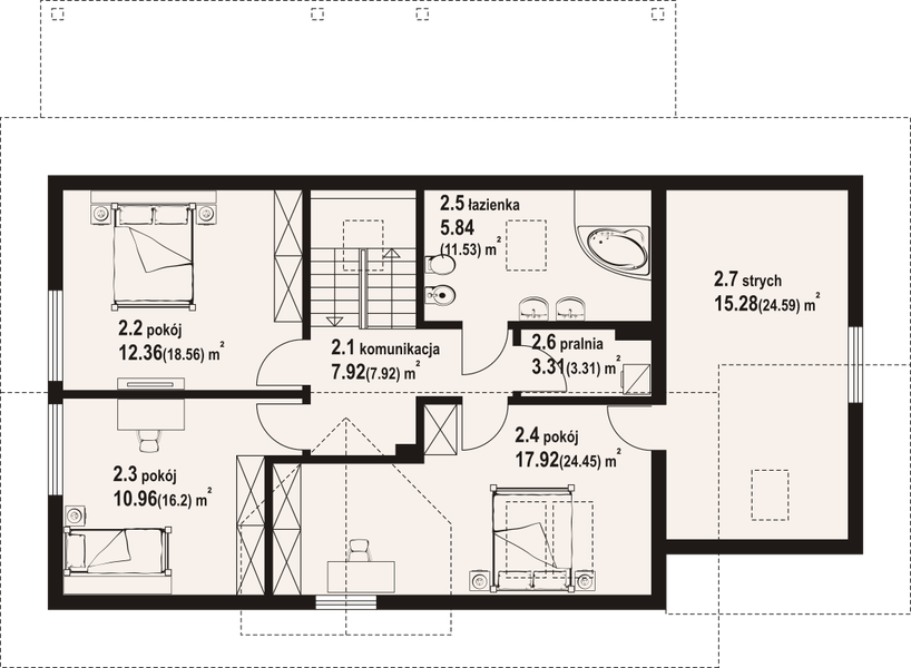 Poddasze projektu Osiek 47 dw