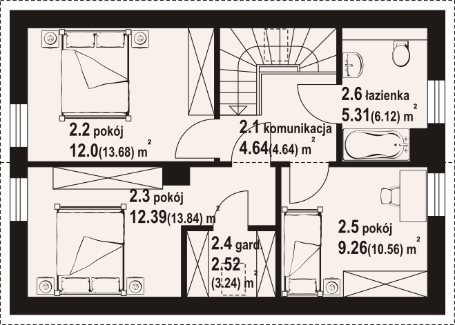 Poddasze projektu Świdnik aa 70 dws