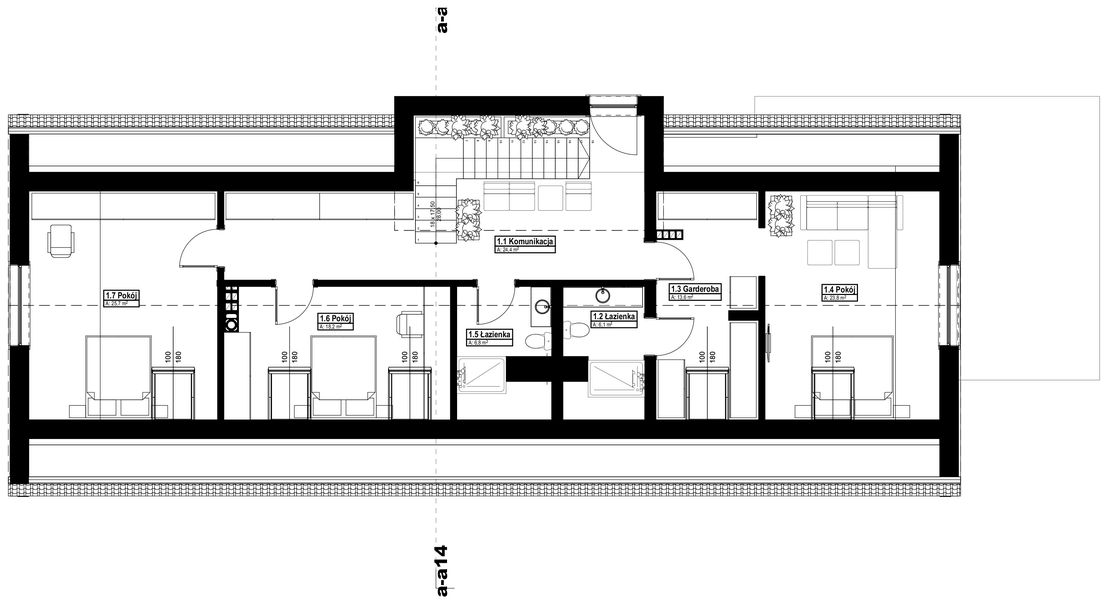 Poddasze projektu Stodoła z nadwieszeniem pomniejszona