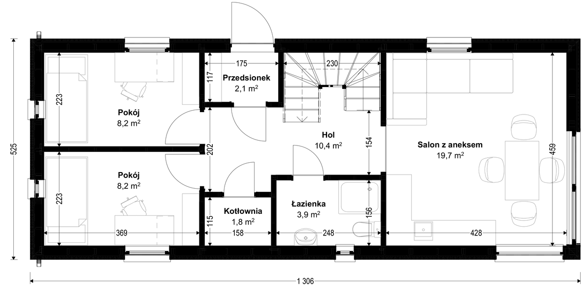 Parter projektu Dom prefabrykowany DH70