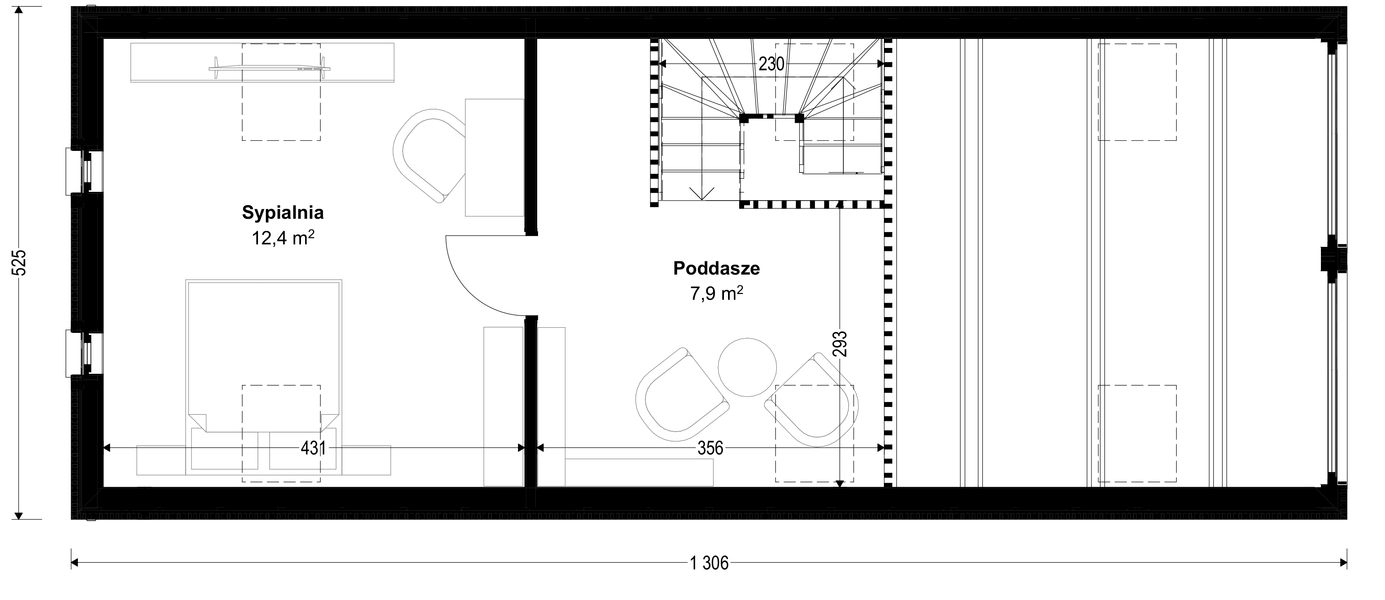 Poddasze projektu Dom prefabrykowany DH70