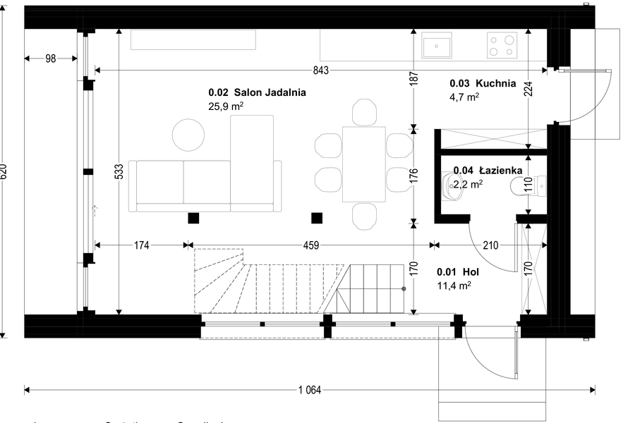 Parter projektu Dom prefabrykowany DH70-1