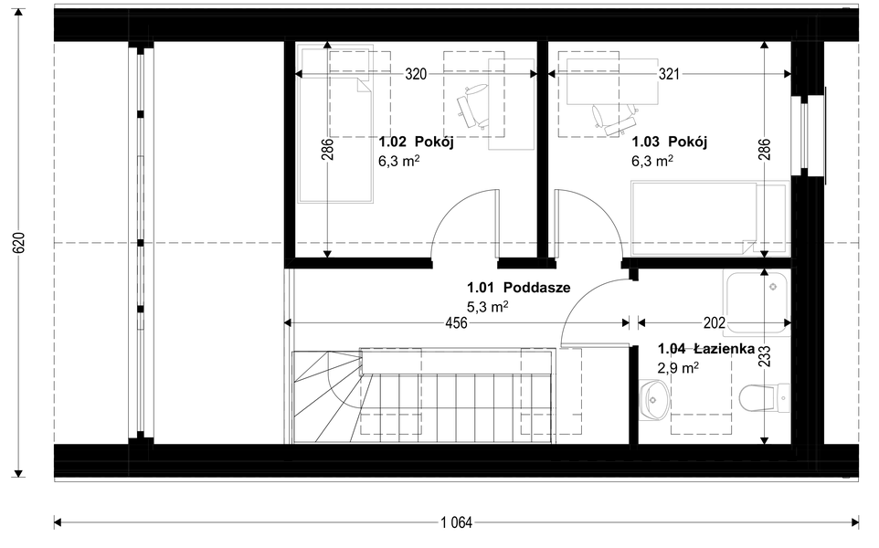 Poddasze projektu Dom prefabrykowany DH70-1