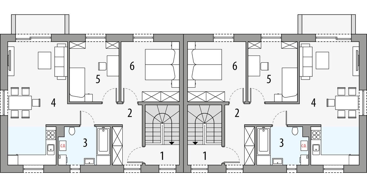 Piętro 1 projektu Egon - bliźniak LLL